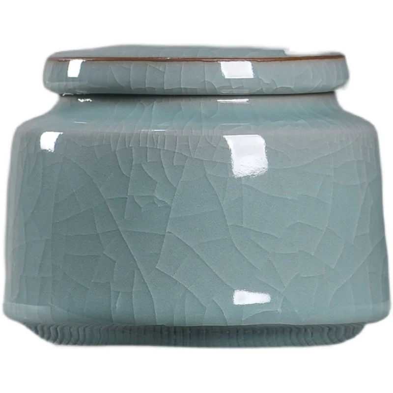 Longquan Factory Direct Sales Celadon Tea Cans, Ceramic Chinese Retro Tea Warehouses, Household Sealed Storage Cans, Tea Boxes