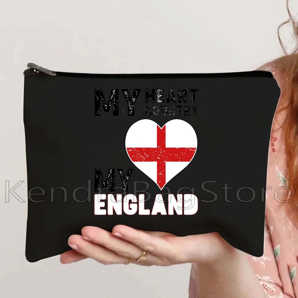 Big Ben England Flag Map British Style London Bus Landscape Canvas Cosmetic Makeup Toilet Bag Pencil Case Pouch Key Coin Purse