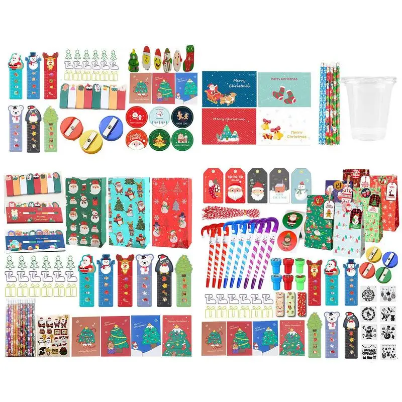 Natal Escola Papelaria Set, Caixa de Presente Infantil Papelaria, Fino Acabamento, Papelaria Suprimentos para Jardim de Infância Prêmios