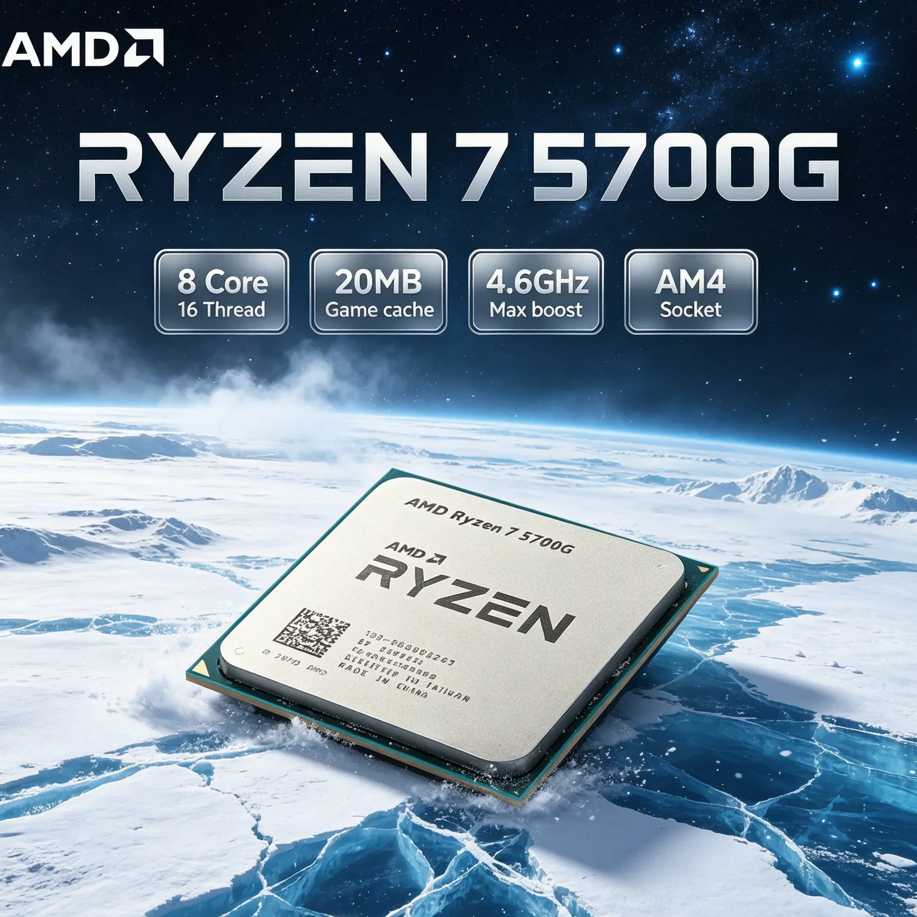 AMD Ryzen 7 5700G Processor for Remote Work & Study at Home, 8-Core 16-Thread AM4 4.6GHz with Radeon Graphics, Without Cooler
