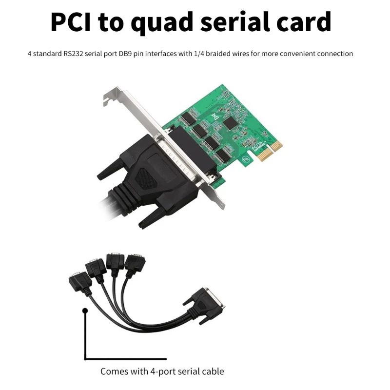 Multiports PCIE 1x to RS232 Serial Card 2/4 Port for Industrial Control and Communication Devices