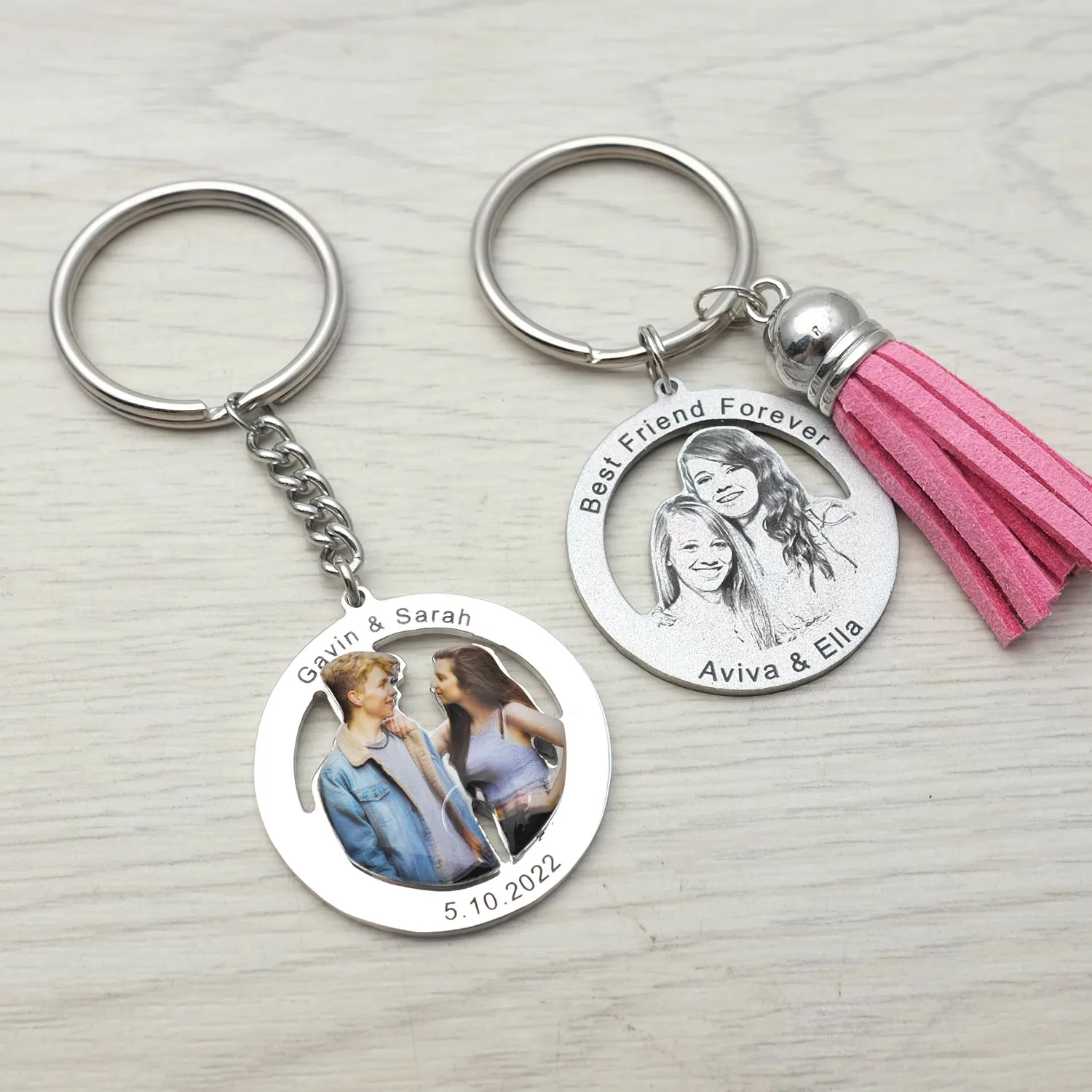 

Custom Photo Keychain Personalised Picture Key Ring with Tassel Photo Keepsake Gift for Her Memorial Gift