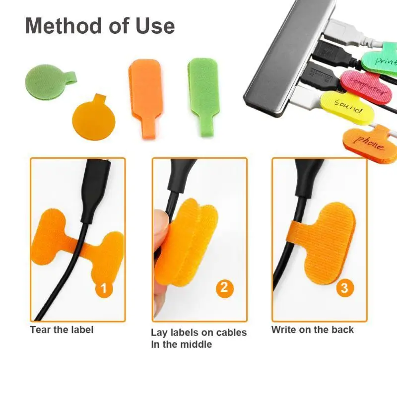 24/8Pcs Self Adhesive Cable Labels Colorful Waterproof Cord Labels Tags Cable Management for Home Wire Tags Tear Resistant