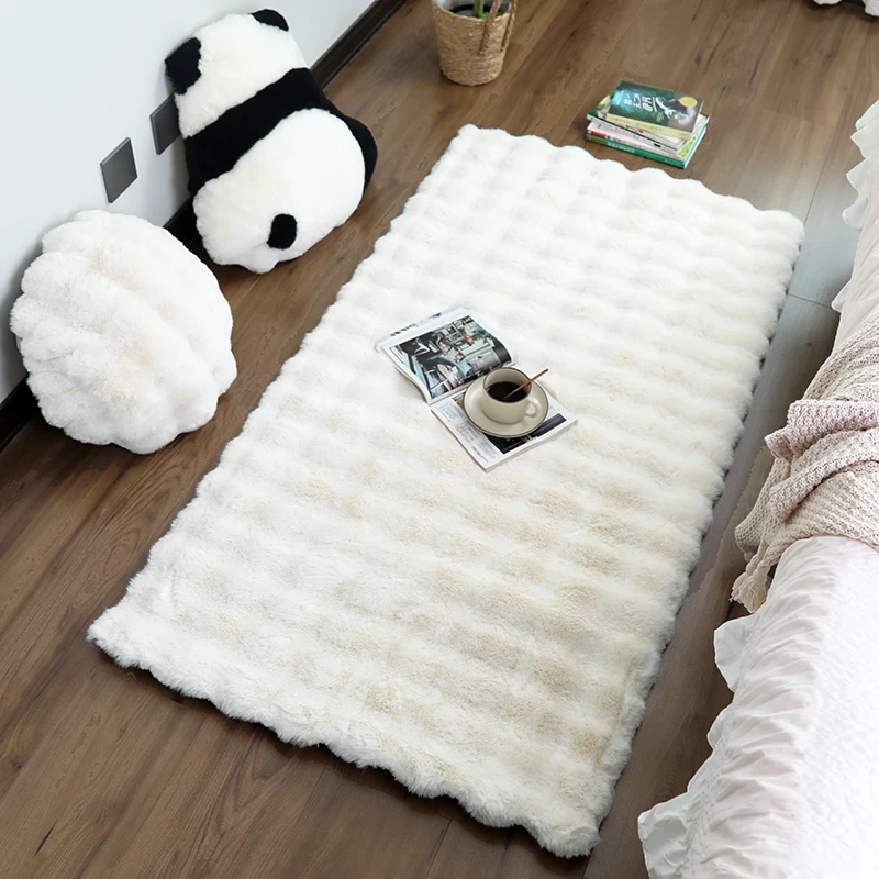 

New cream wind carpet bedroom bedside blanket imitation rabbit hair bubble fleece living room bay window photo solid color plush