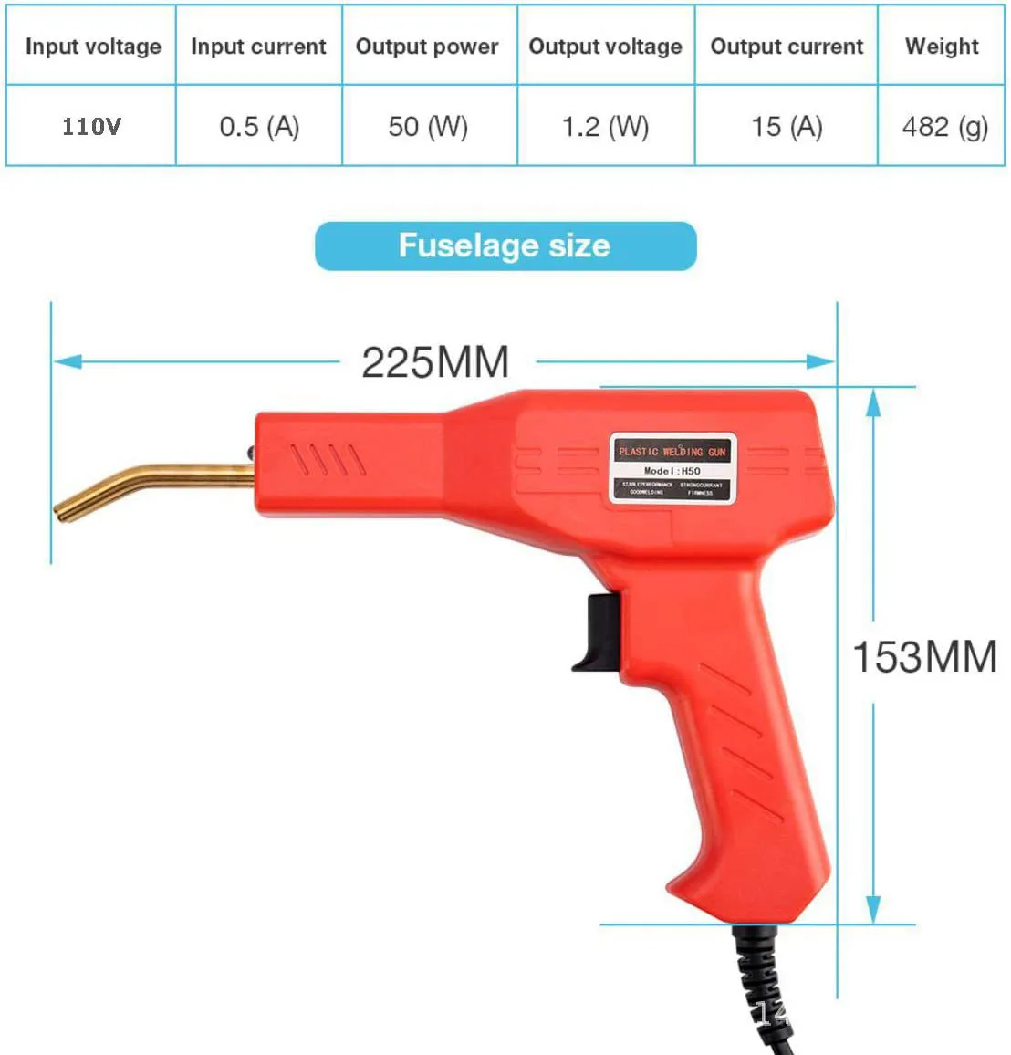 Soldador de plástico caliente, pistola de calor portátil, herramientas de reparación de grietas de parachoques de coche, pistola soldadora de PVC