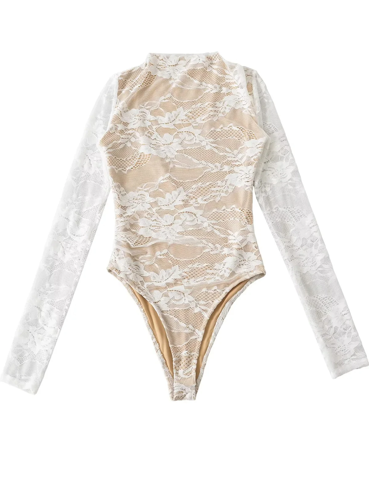 

Сексуальный кружевной двухслойный длинный комбинезон све, женский воротник-стойка, утягивающая основа, топ для пикантных девушек, брюки с высокой талией