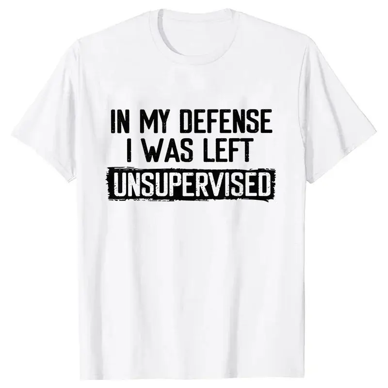 Danqiyoyo Short Sleeved Round Neck Y2k Tshirt men Clothing New in Top & Tees in My Defense I Was Left Unsupervised 27315