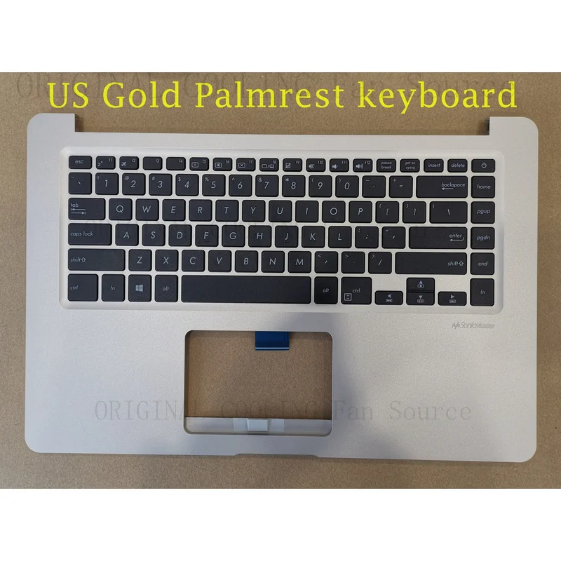 R+  US Gold Palmrest keyboard for Asus F510U/F510UF/F510UN/F510UQ/F510UR