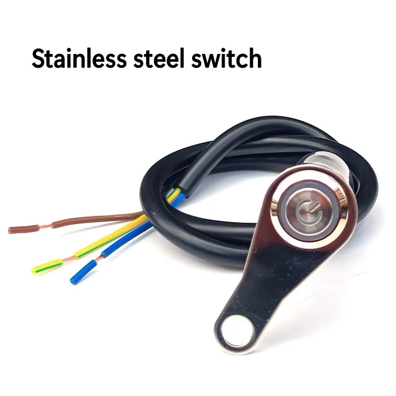 Motorcycle Stainless Steel Bracket Waterproof Spotlight Metal Button Switch with Lamp Ring Power-Off Switch 5A