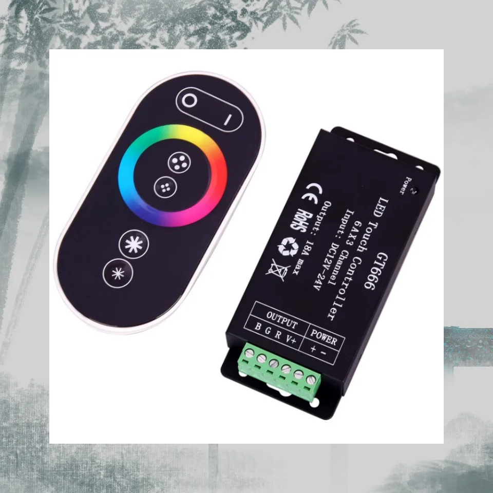 GT666 3 channels LED Strip Controller DC12V 24V 18A RF Touch Remote RGB LED Bar Dimmer Tape RGB Lights Switch