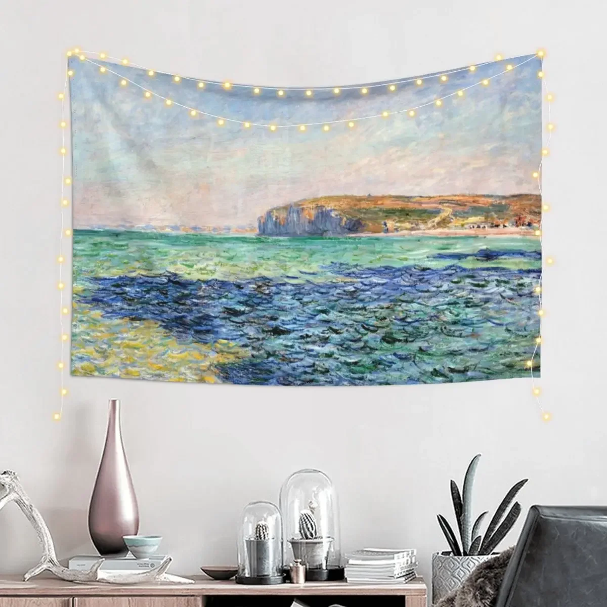 1882-Claude Monet-Shadows on the Sea. The Cliffs at Pourville-57 x 80 Tapestry Wall Decor Hanging Decoration Home Tapestry