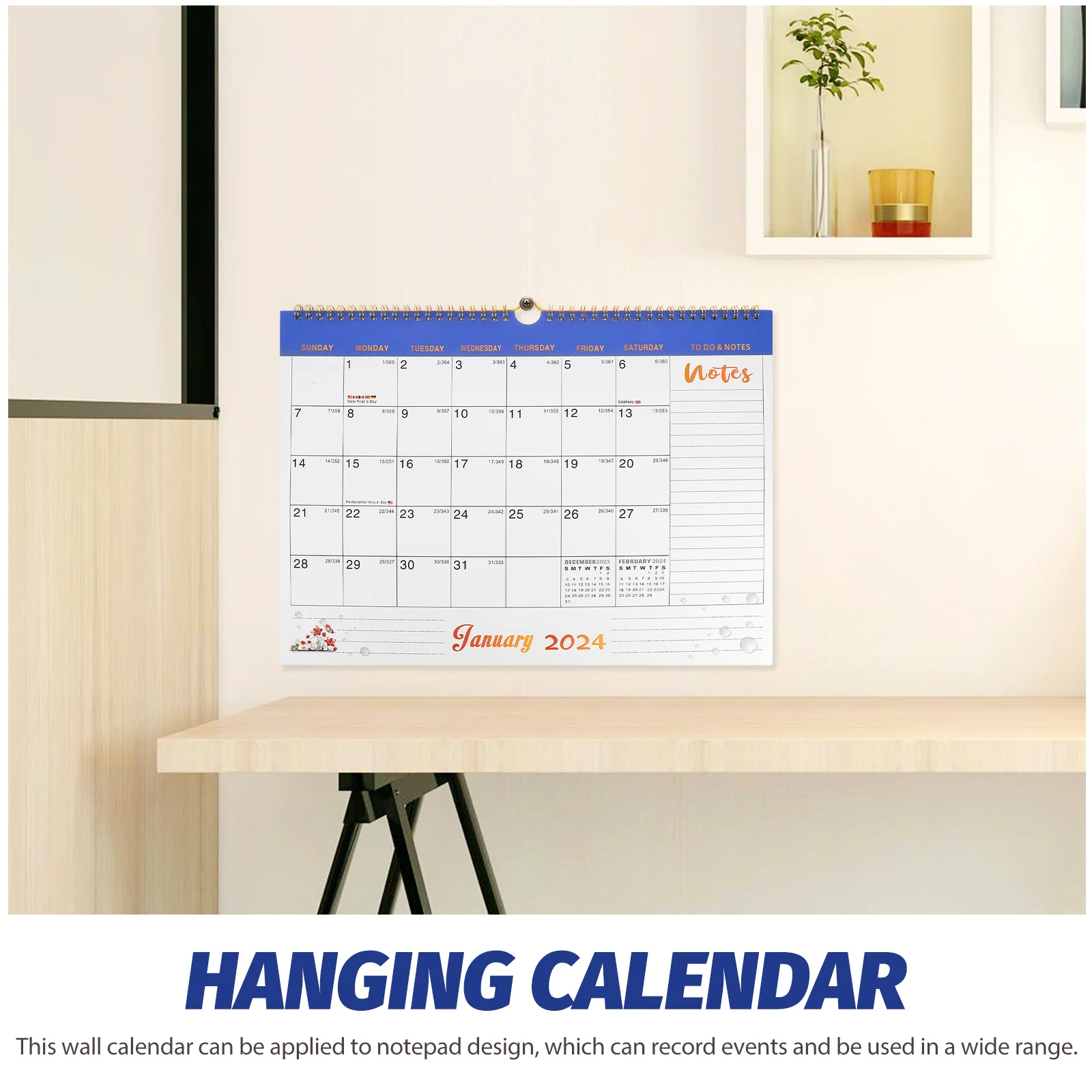 

Deluxe Wall Calendar Monthly Hanging Calendar for Office Home Planning Daily Use Smooth Surface Long Lasting 12 Months Clear