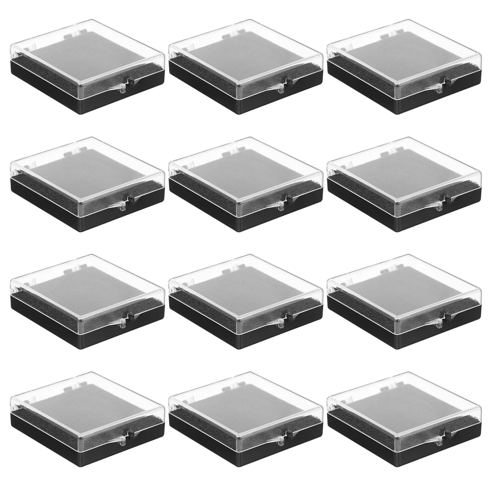 

12 Pcs Transparent Plastic Box 64x60x18mm Marathon Medal Display Case Protective Lining Sponge Holder Storage Organizer