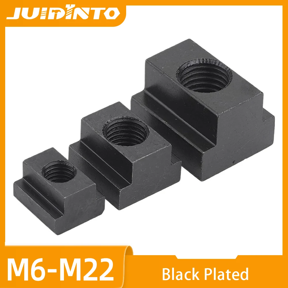 JUIDINTO 1-3pcs DIN508 T-Slot Nuts Block 8.8/10.9 Black Carbon Steel Threaded Slider Clamp M6 M8 M10 M12 M14 M16 M18