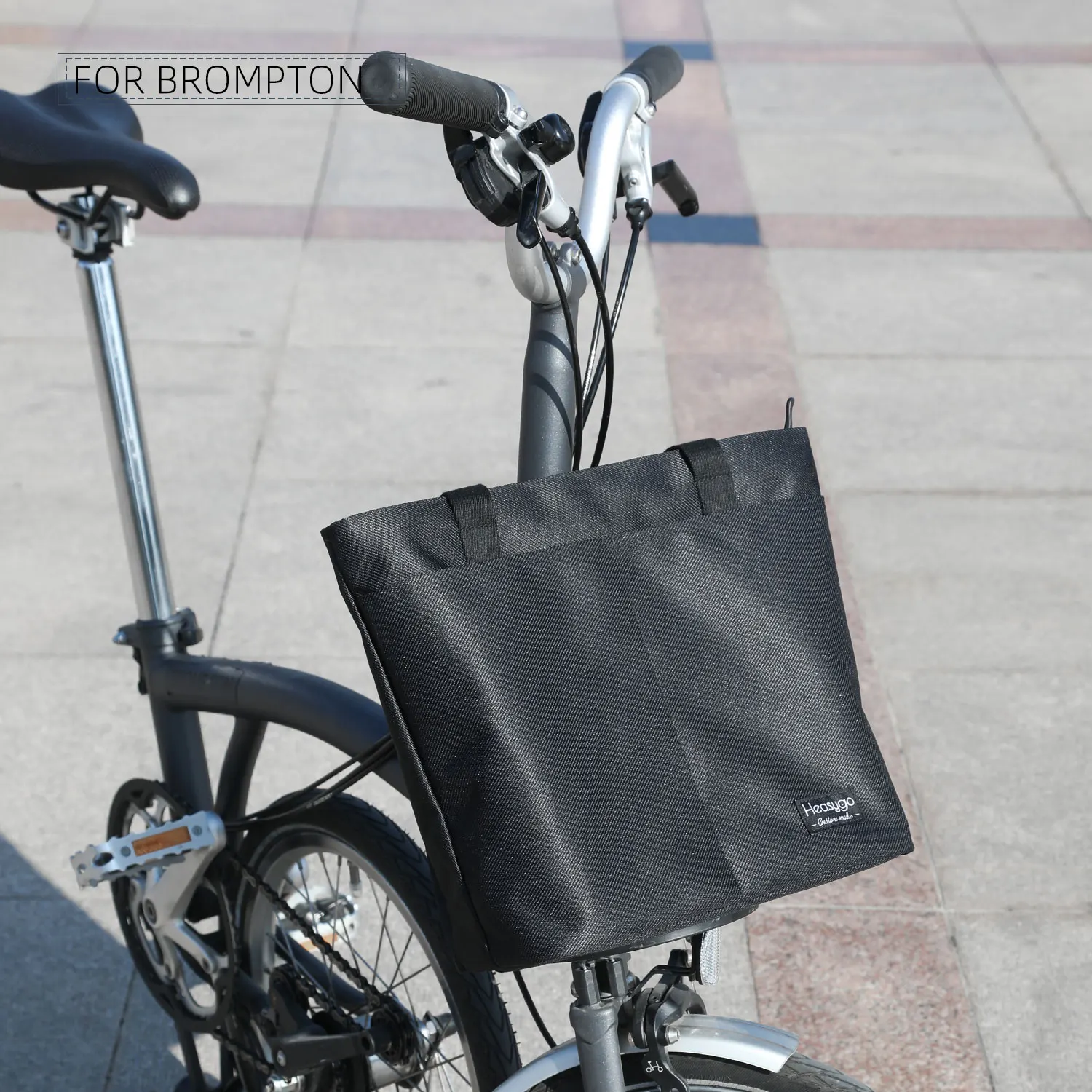 Heasygo Waterproof Bicycle Front Storage Bag with Pig Nose Adapter for Brompton,Folding Bike Handlebar Bag Multi-purpose Handbag