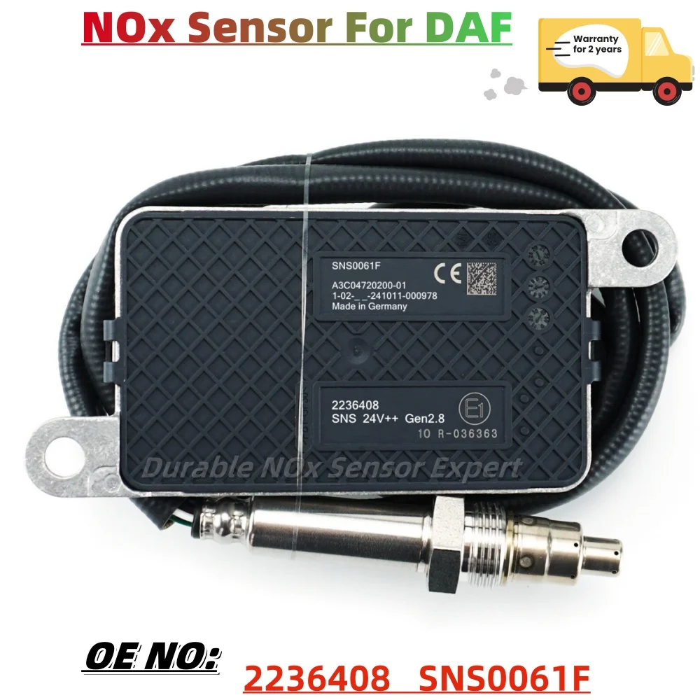NOx Sensor 2236408, SNS0061F A3C04720200‑01 2293965, 24V Nitrogen Oxygen Sensor, Fit for DAF CF XF XG Euro6 Heavy‑Duty Truck