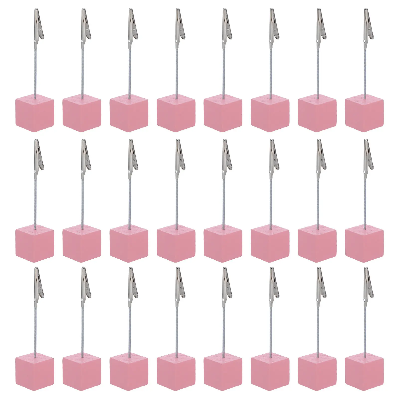 24Pcs Table Number Holders Clips Wood Base Memo Photo Clip Holder Metal Memo Clip Stand for Office Desk Wedding Conference Use