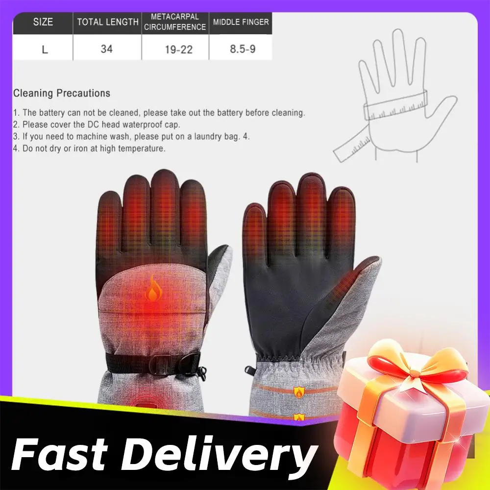 

Winter Waterproof Heated Gloves Electric Heating Gloves for Motorcycle Riding Outdoor Sports & Skiing(Grey Gloves + Battery Box)