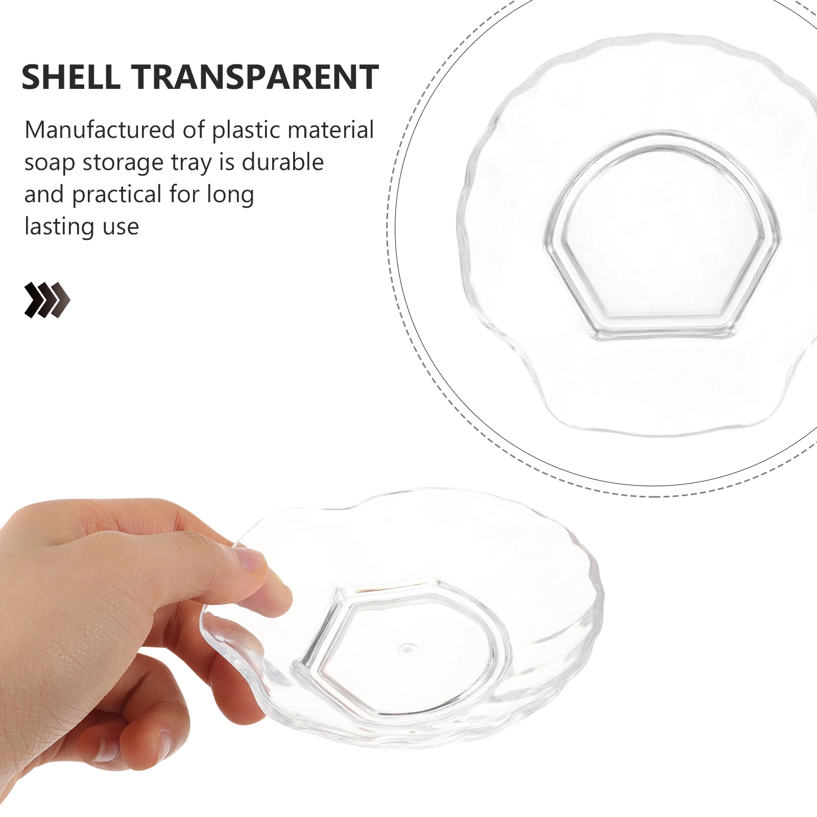 

Seashell Soap Holder Transparent Acrylic Bathroom Tray Shell Shaped Dish Container for Shower Bathtub Kitchen Sink