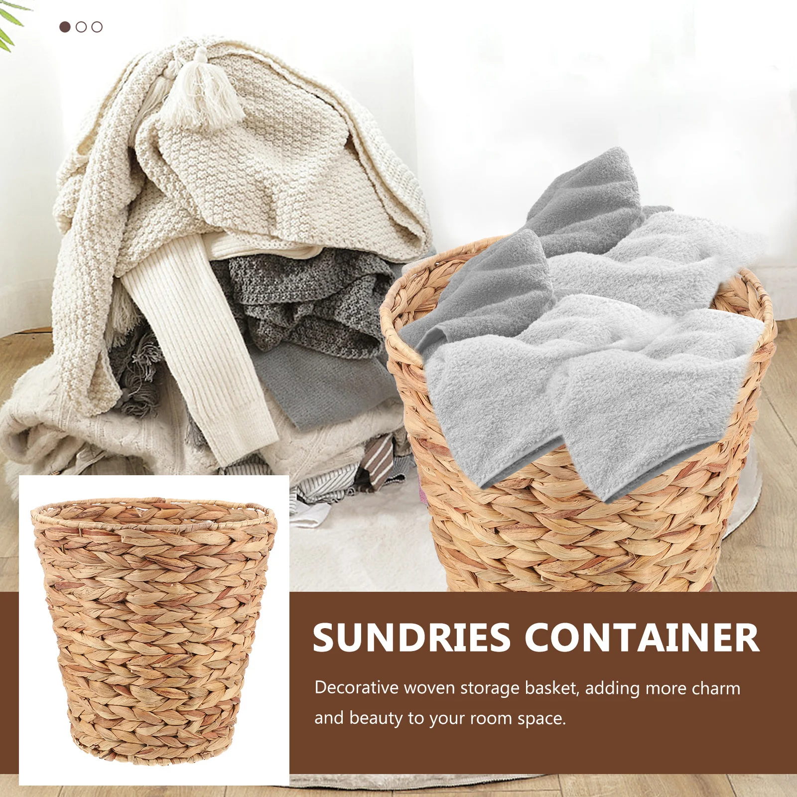 

Decorative Woven Storage Basket Premium Gourd Grass Material Smooth Surface Easy for Room Space Beauty and