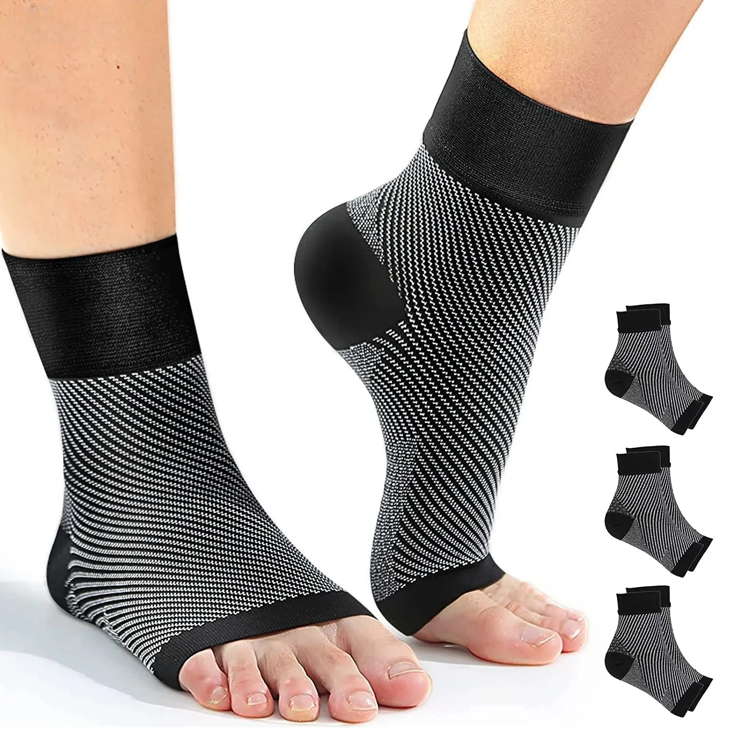 1pair Plantar Fasciitis Compression Socks,Arch Support Foot Pain Relief Ankle Brace Splint,Provide Increase Blood Circulation