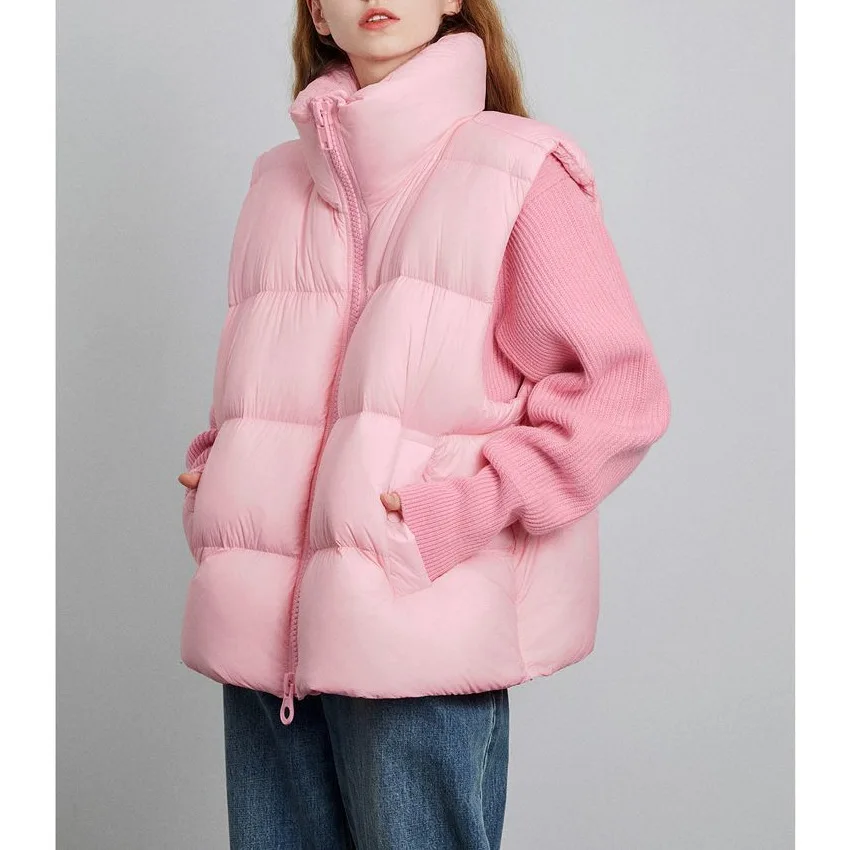 سترة المرأة 2025 جديد الخريف والشتاء ملابس خارجية متعددة الاستخدامات خفيفة وفضفاضة الوقوف طوق الملابس القطنية الدافئة #4