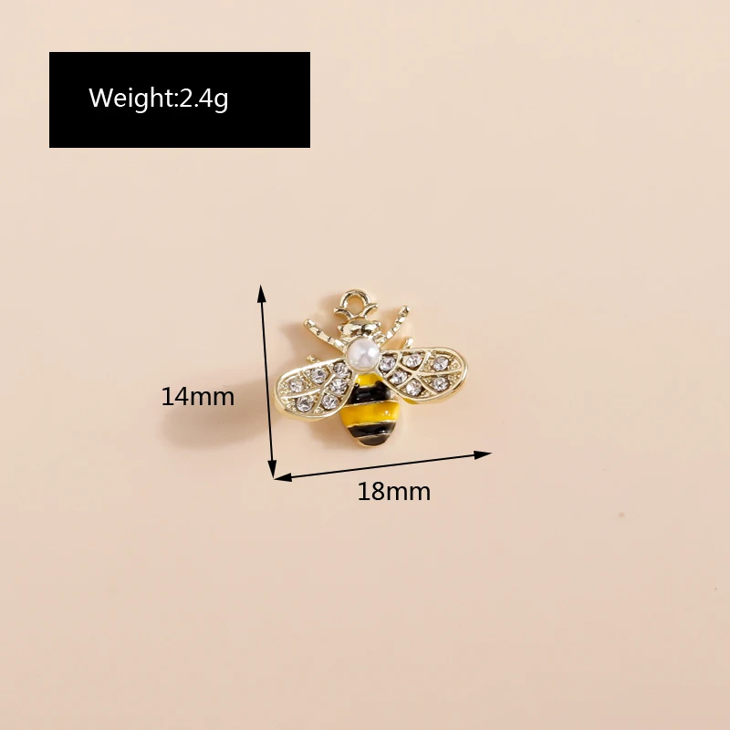 Leslie 4 Stück 14 x 18 mm exquisite Perlen-Kristall-Bienen-Charms für Ohrringe, Halsketten, Armbänder, DIY-Schmuckherstellungszubehör – Detail 1