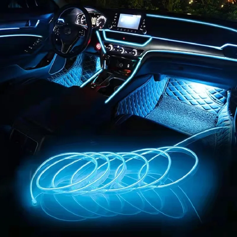 

Car Interior LED Ambient Light EL Wiring Neon Strip DIY Flexible Automobile Decorative Atmosphere Lamp Auto Accessorie For Party