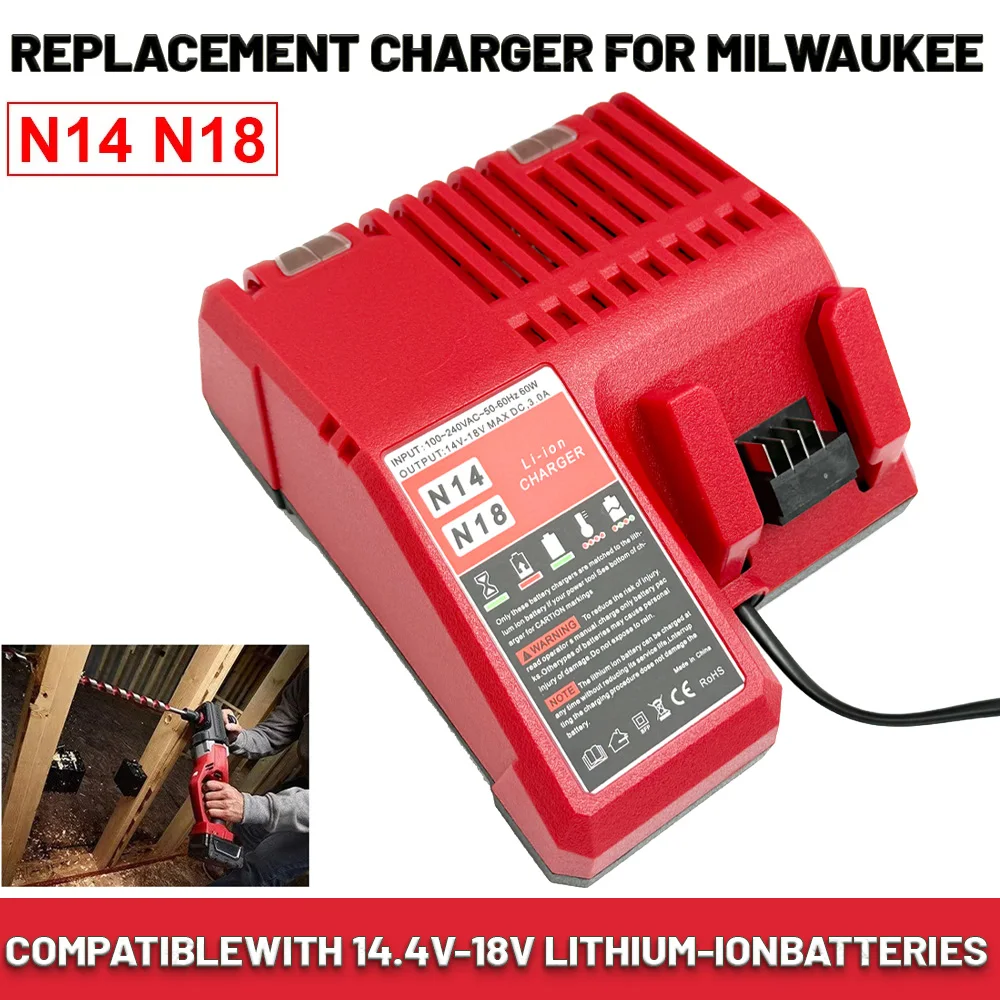 

New Li-ion Battery Charger Multi Voltage Charger for Milwaukee M18 14.4V-18V 48-11-1850 48-11-1840 48-11-1815 48-11-1828