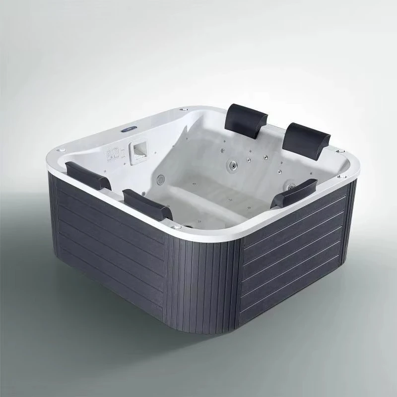 1.82m Scratch-resistant Outdoor Professional Acrylic Wood Bathtub Whirlpool Massage Freestanding Design 22 Jets for Warehouse