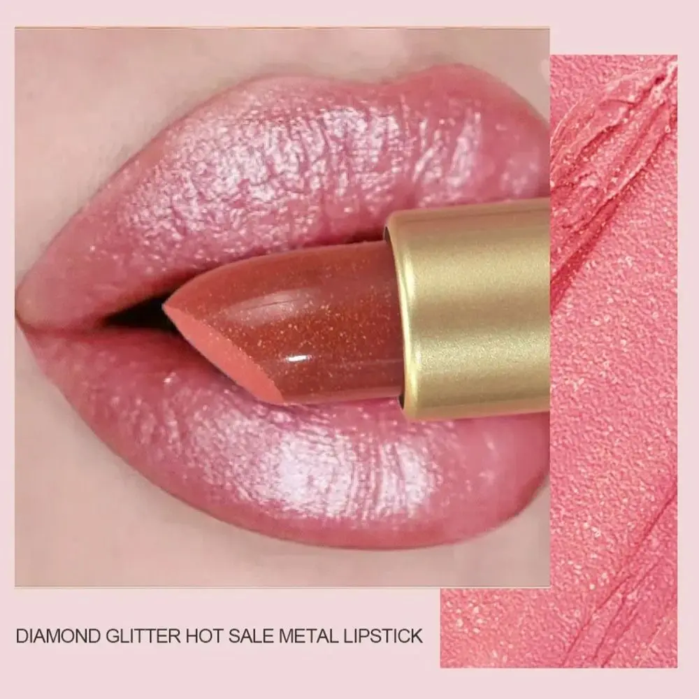 New Waterproof Glitter Lipstick Long Lasting Non-Fade Lip Gloss Chocolate Brown Lipstick Women