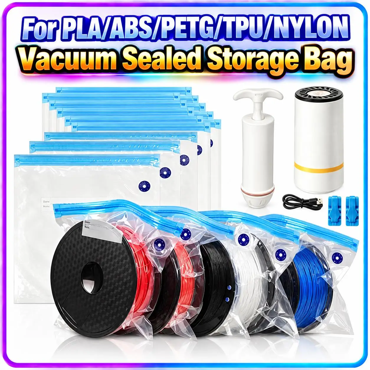 3D Printer Filament Storage Vacuum Bag Moisture Picks