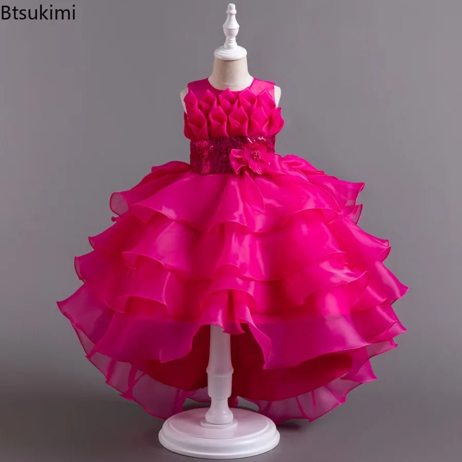Flower Girl Cake Fluffy Design Girls Tail Fluffy Princess Dress Perfect Party Banquet Dresses Suitable for Children Aged 4-12