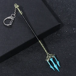 Poseidon Trident Metal Weapon Keychain God of War Pendant Keychain for Women Men Cosplay Keyring Jewelry Gift