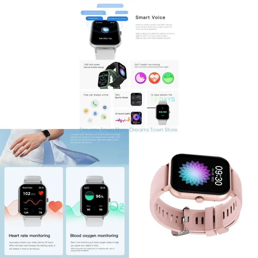 

HX6A Multiple Small Watch 1.83 Inch Touchscreens with Sports Type Health Tracking