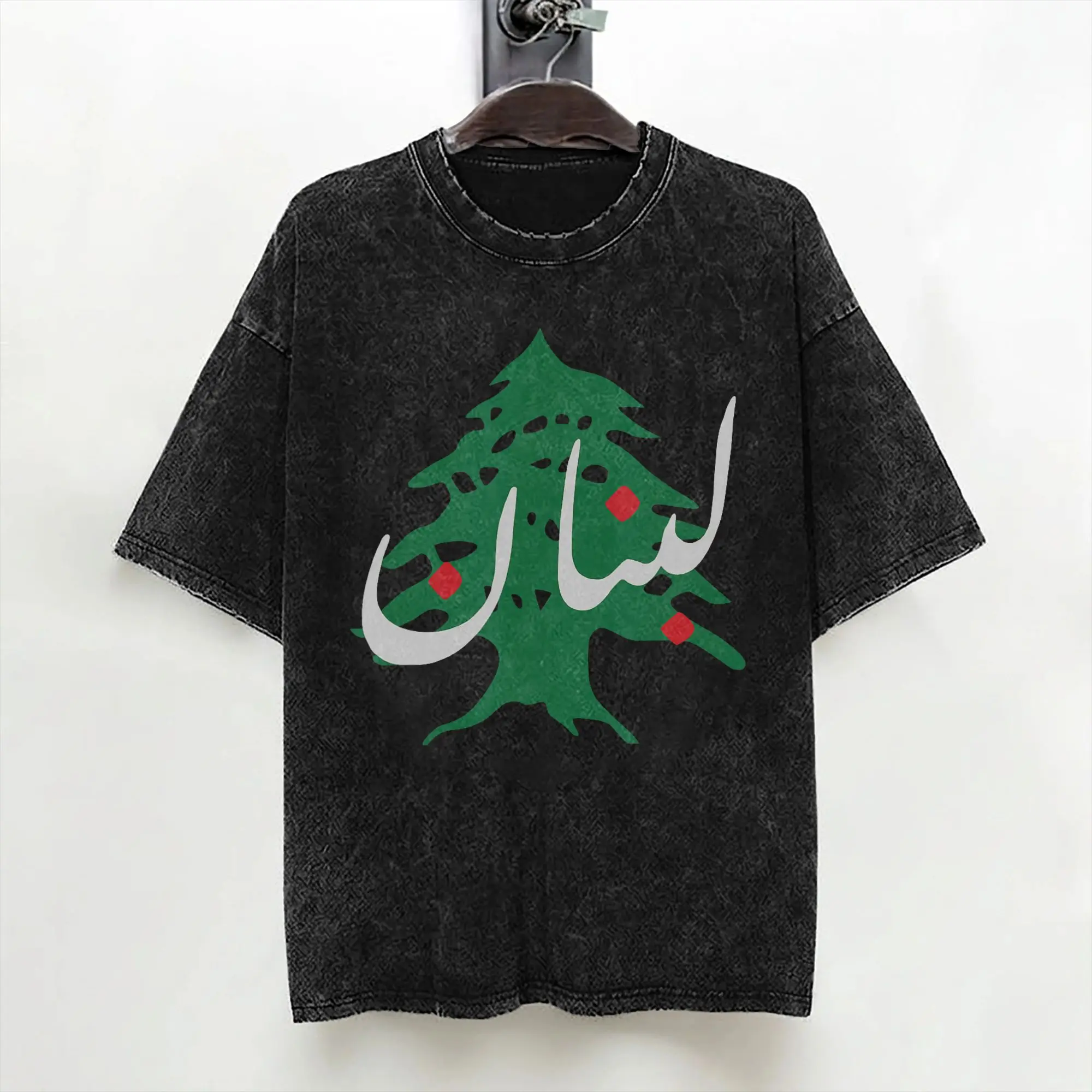 Lebanon Flag Map Beirut Cedar Tree Lebanese T Shirts Washed Cotton T-Shirts Vintage Men Women Streetwear Graphic Printed Tees