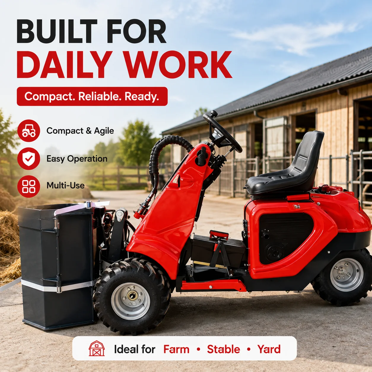 CE Euro 5 Three Wheel Compact Loader Equipment for Construction Sites Snow Removal Garden Care and Outdoor Operations
