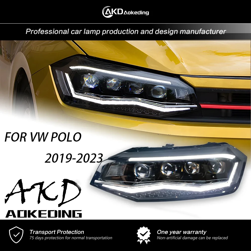 

AKD Front Lamp for VW POLO LED Headlight 2019-2023 Headlights POLO Signal High Beam Angel Eye Projector Lens Auto Accessories