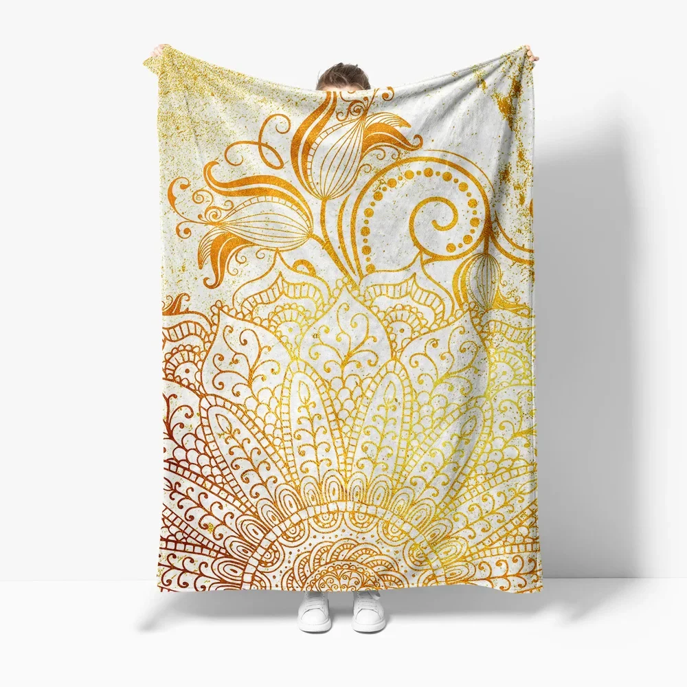 Boho Mandala Snowflake Throw Blanket Textured Fleece Throw Blanket for Couch Sofa Bed Decorative Throw Blankets