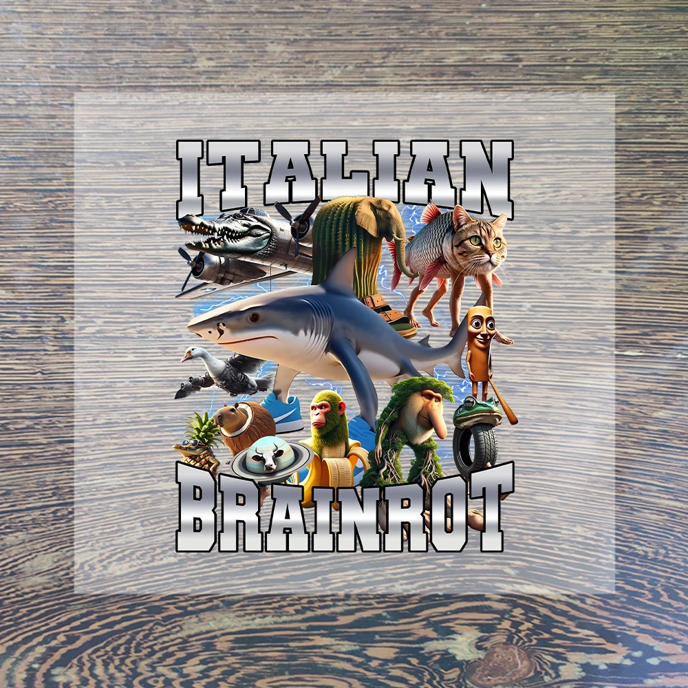 Italiaanse hersenen dieren cartoon opstrijkbare patches voor kleding DIY T-shirt warmteoverdracht stickers kinderkleding aangepaste sticker