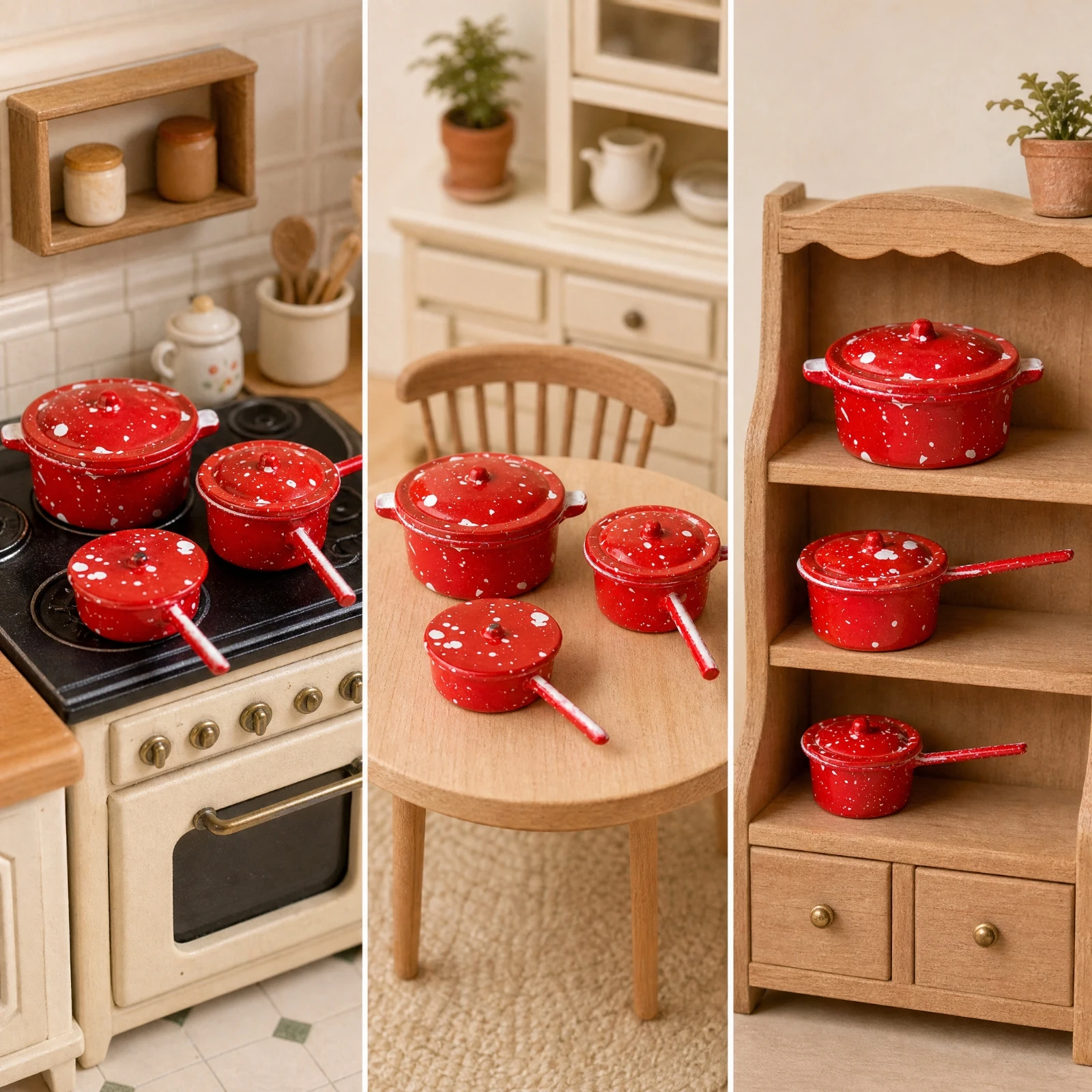 4 Pieces Miniature Cookware High-Quality 1:12 Scale Miniature Cookware Set 1/12 Scale Dollhouse Kitchen Cooking Set Detailed
