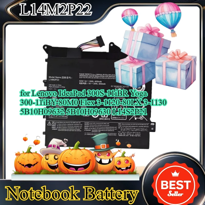 

L14M2P22 Laptop Battery for Lenovo IdeaPad 300S-11iBR Yoga 300-11iBY-80M0 Flex 3-1120-80LX 3-1130 5B10H09632 5B10H09630 L14S2P21