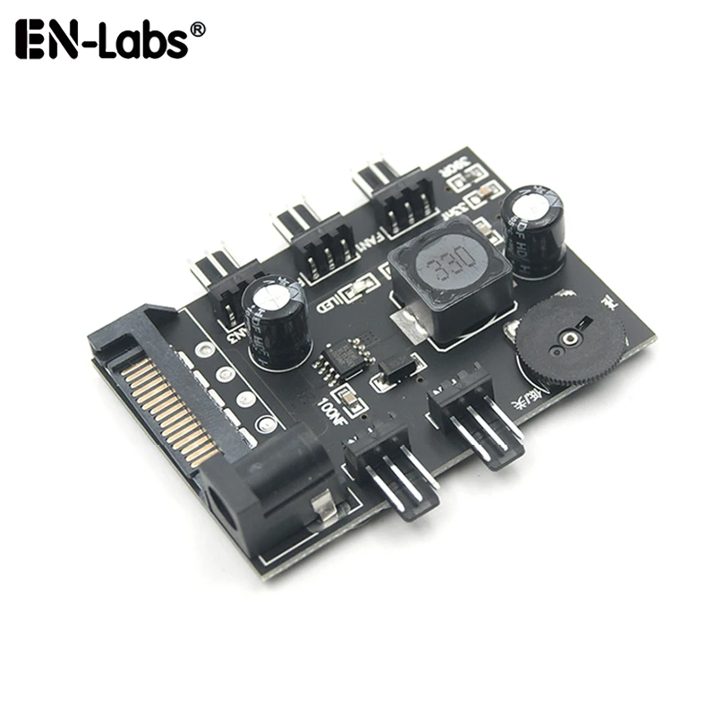 3pin Fan Controller Hub,3 4 Channel Molex or SATA Fan Splitter w/ Control Knob Computer PC Case 12V Fan Cooler Speed Temperature