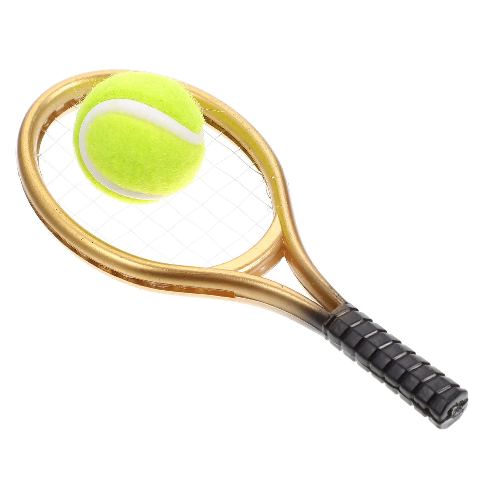 

Tennis Balls Dollhouse Racket Mini Accessory Toy Set Racquet Decor Photo Prop Golden Decorative Toddler