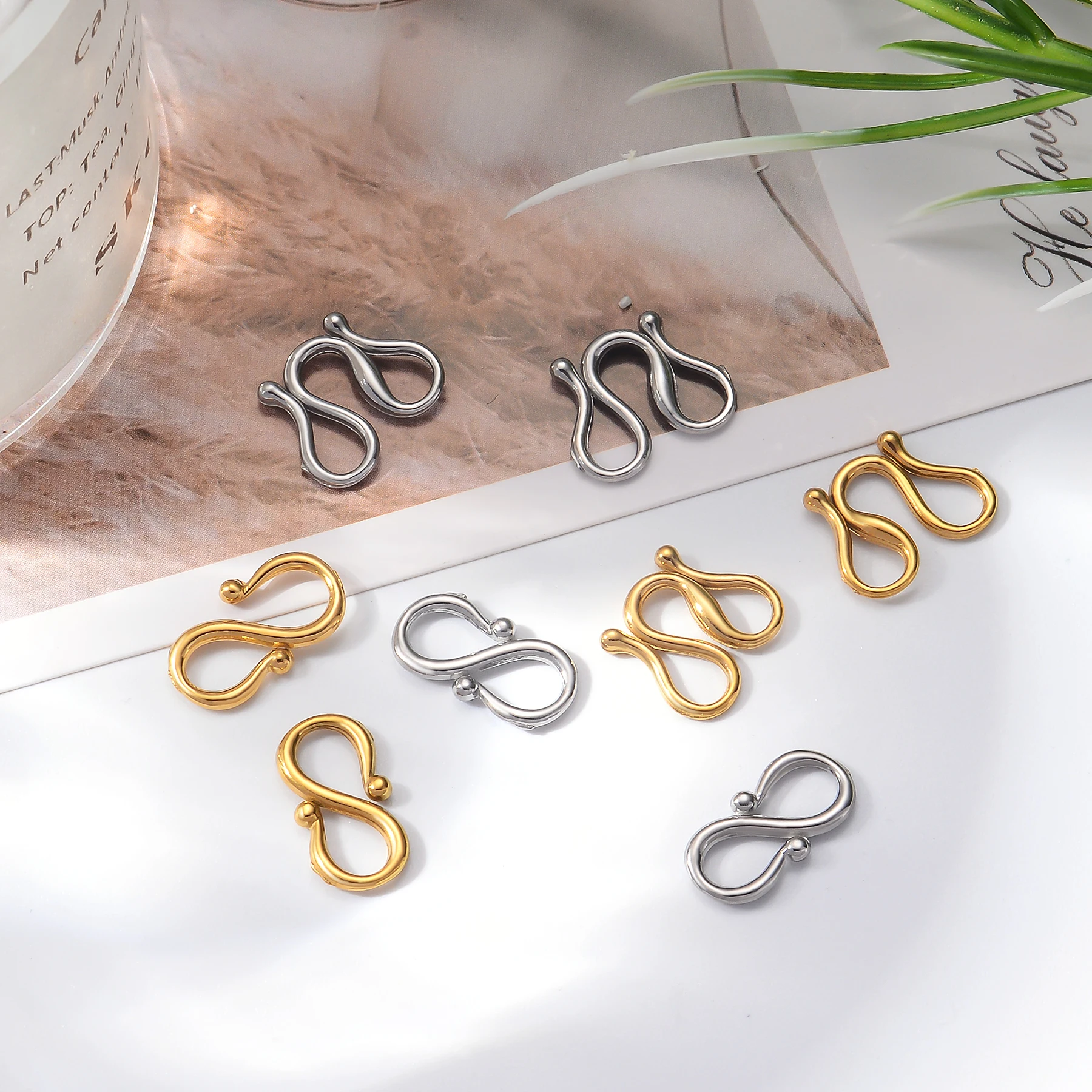 الجملة 20 قطعة الفولاذ المقاوم للصدأ S M شكل مجوهرات المشابك السنانير نهاية المشبك موصل ل قلادة سوار صنع المجوهرات العثور