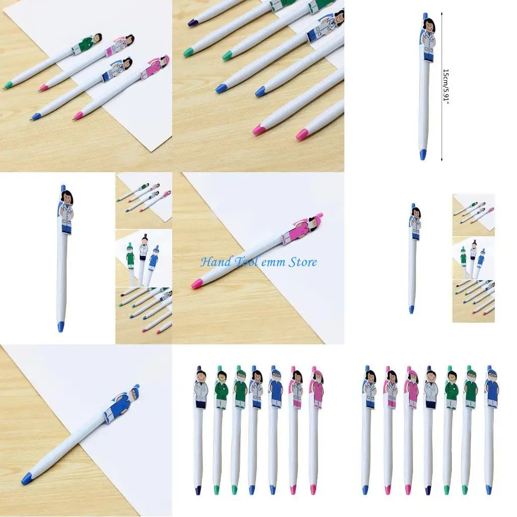 

H37F 7Pcs Retractable Ballpoint Pen Refillable Office Writing Pen Write Smoothly
