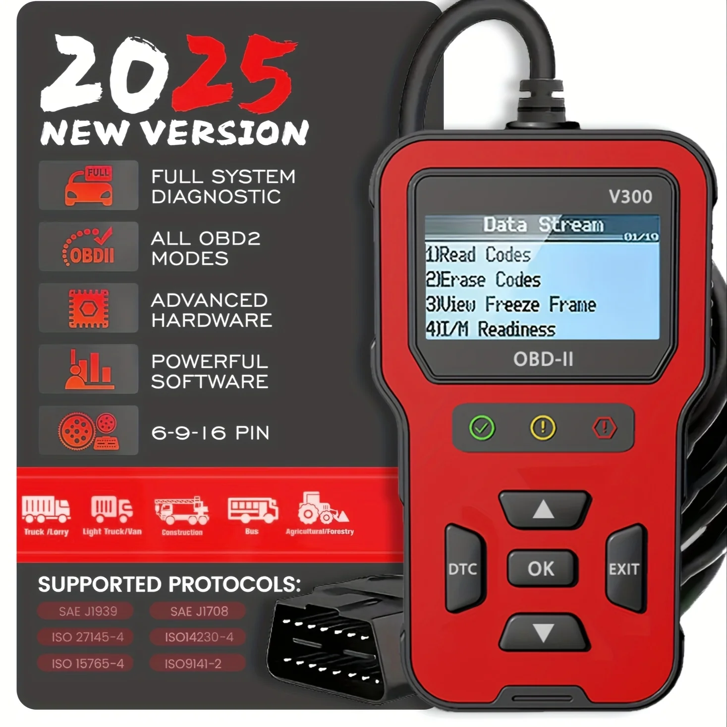 

OBD2 Diagnostic Scanner Tool,Engine Fault Tester,Code Reader,Code Eraser,for All OBD II Protocol Cars Since 1996,Without Battery