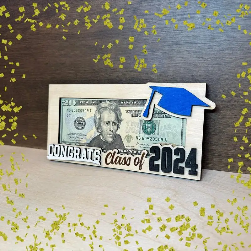 2024 Currency Display Dollar Bill Frame Currency Ticket Protector Layered Wallet Graduation Gift Wooden Rectangular Money Holder