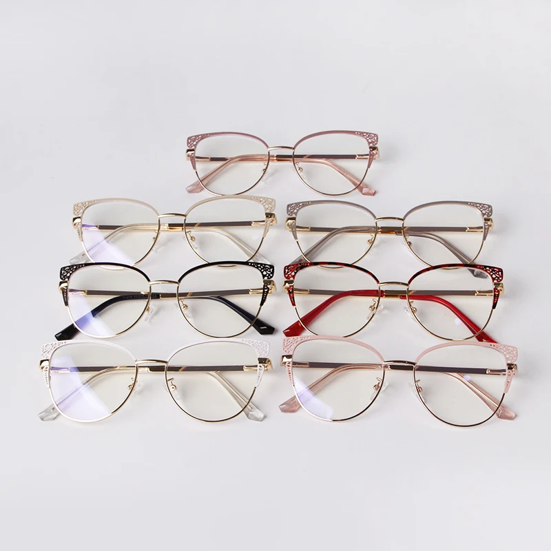 Trend Hollow Out Frame Clear Lens Cat Eye Glasses Women Men 2025 Optical Metal Eyewear Anti Blue Light Blocking Eyeglass Female