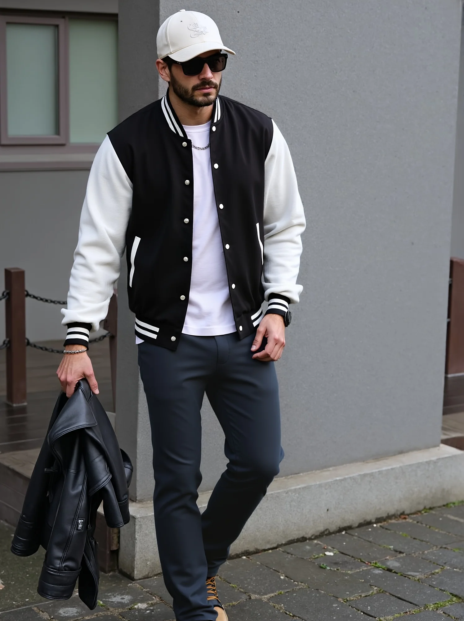 

Men's college style jacket casual spring and autumn fashion button style baseball jacket all-match jacket contrast color